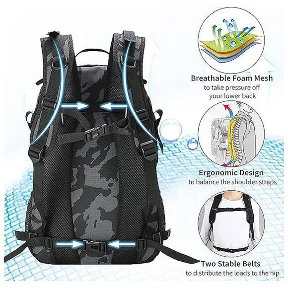Tactical Backpack for Men Hiking Day Pack Molle Military Rucksack Grey